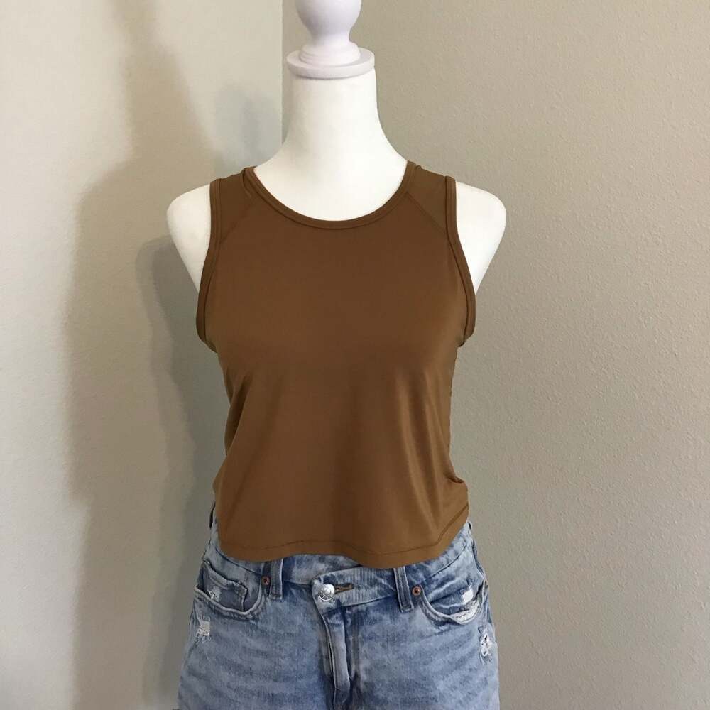 OFFLINE by Aerie Solid Brown Sleeveless Crop Athletic Tank Top XXS
